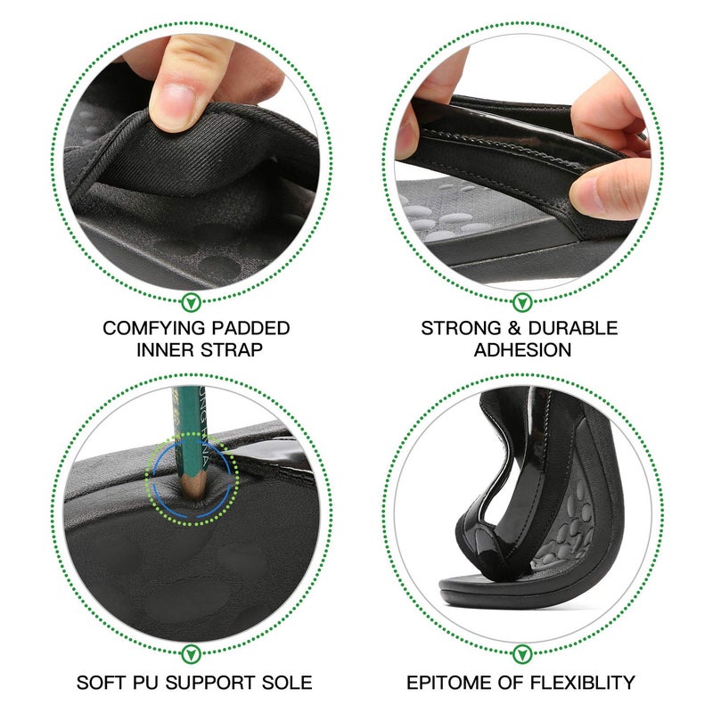 MEGNYA Ladies Orthopedic Flip Flops for Diabetic, Fancy Plantar Fasciitis Foam Sandals for Flat Feet, Comfort Walking Thong Slippers with High Arch Support black size 7 - Image 4